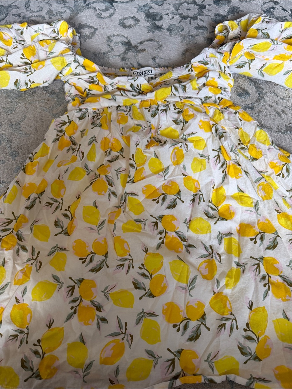 Trixxi Girls' Yellow Lemon Print Off-Shoulder Top